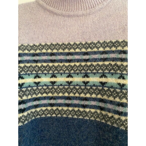 Vintage 90's Y2K Eddie Bauer Fair Isle Wool Sweater Mock Neck Women's Size S - Picture 5 of 14